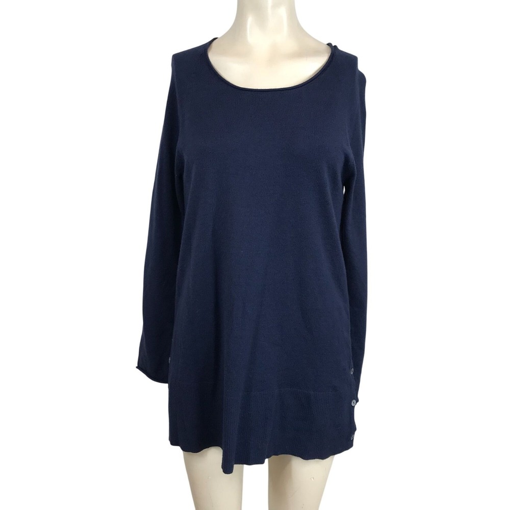 SOFT SURROUNDINGS - WOMEN'S XS -NAVY LONG SLEEVE ROUND NECK SHIRT